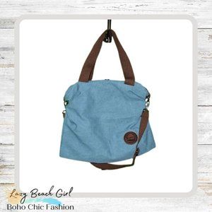 Large Canvas Blue Shoulder Bag